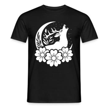 Hirsch Wilde Blumen Floral Moon - Männer T-Shirt - Schwarz - Vorne - AI Model Male 178 light (178cm)