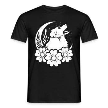 Australian Shepherd Wilde Blumen Floral Moon - Männer T-Shirt - Schwarz - Vorne - AI Model Male 178 light (178cm)