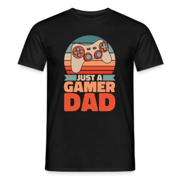 Gamer Gaming Vater Just A Video Games Dad - Men's T-Shirt - black - Front - AI Model Male 178 light (178cm)