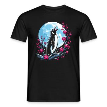 Pinguin Japan Cherry Blossom Moon - Männer T-Shirt - Schwarz - Vorne - AI Model Male 178 light (178cm)