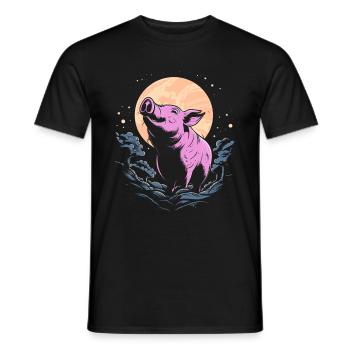Schwein Schweinebauer Moon Howling - Männer T-Shirt - Schwarz - Vorne - AI Model Male 178 light (178cm)