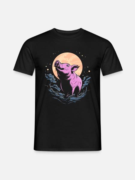 Pig Pig Farmer Moon Howling - Men's T-Shirt - black