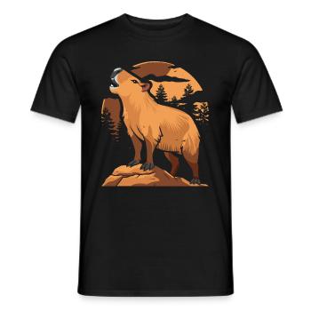 Capybara Wasserschwein Moon Howling - Männer T-Shirt - Schwarz - Vorne - AI Model Male 178 light (178cm)