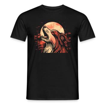 Australian Shepherd Moon Howling - Männer T-Shirt - Schwarz - Vorne - AI Model Male 178 light (178cm)