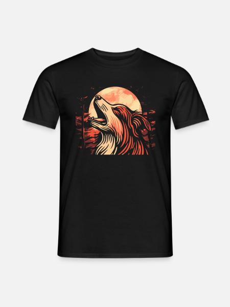 Australian Shepherd Moon Howling - Männer T-Shirt - Schwarz