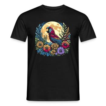 Parrot Wild Flowers Floral Moon - Men's T-Shirt - black - Front - AI Model Male 178 light (178cm)