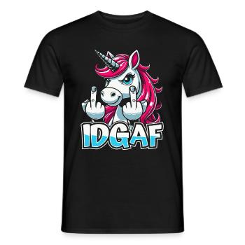 Einhorn Unicorn Idgaf - Männer T-Shirt - Schwarz - Vorne - AI Model Male 178 light (178cm)