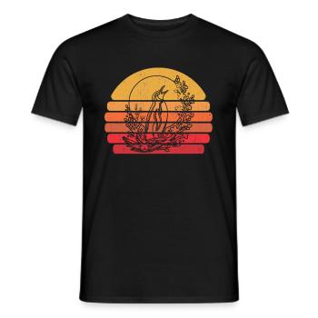 Pinguin Japan Cherry Blossom Moon - Männer T-Shirt - Schwarz - Vorne - AI Model Male 178 light (178cm)