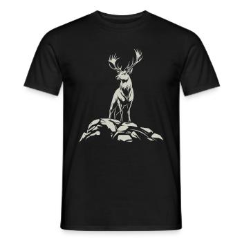 Deer - Antlers - Hunting - Nature Preservation - Men's T-Shirt - black - Front - AI Model Male 178 light (178cm)