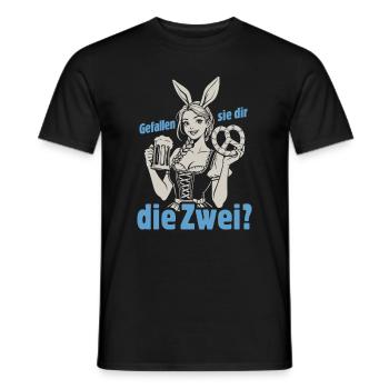 Gefallen sie dir, die Zwei? Dirndl Bier & Bretzen - Männer T-Shirt - Schwarz - Vorne - AI Model Male 178 light (178cm)