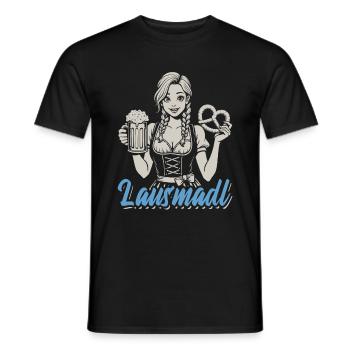 Lausmadl - Madl im Dirndl - Bier und Bretzel - Männer T-Shirt - Schwarz - Vorne - AI Model Male 178 light (178cm)