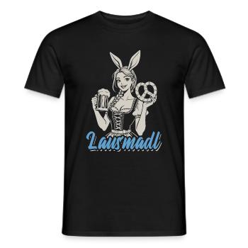 Lausmadl - Madl im Dirndl - Bier und Bretzel - Männer T-Shirt - Schwarz - Vorne - AI Model Male 178 light (178cm)