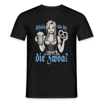 Gefallen sie dir, die Zwei? Dirndl Bier & Bretzen - Männer T-Shirt - Schwarz - Vorne - AI Model Male 178 light (178cm)