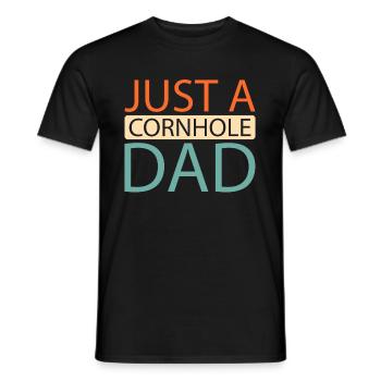 Cornhole Blind Hole Game Just A Cornhole Dad - Men's T-Shirt - black - Front - AI Model Male 178 light (178cm)