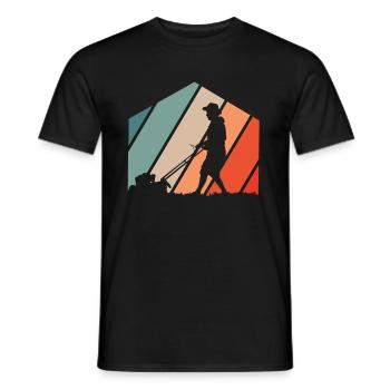 Lawn mower mowing - Men's T-Shirt - black - Front - AI Model Male 178 light (178cm)