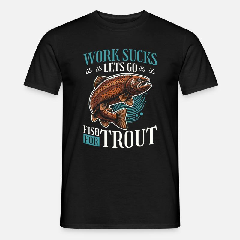 Forellen Angler - Männer T-Shirt - Schwarz