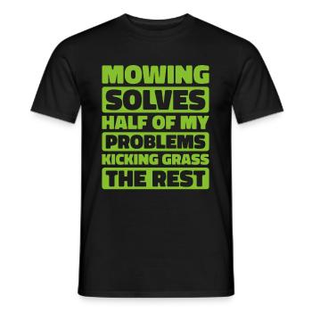 Lawn mower mowing - Men's T-Shirt - black - Front - AI Model Male 178 light (178cm)