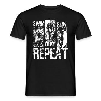 Swim Bike Run Repeat - Vintage Triathlon - Männer T-Shirt - Schwarz - Vorne - AI Model Male 178 light (178cm)
