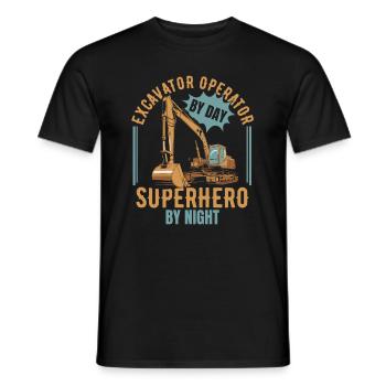 Opérateur d’excavatrice - T-shirt homme - noir - Devant - AI Model Male 178 light (178cm)