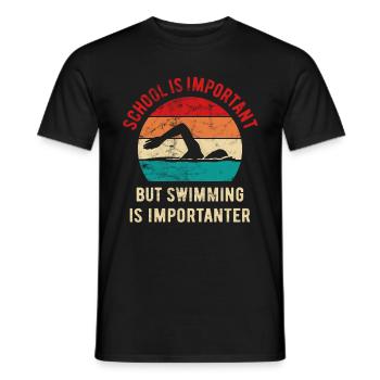 School is important but swimming is importanter - Männer T-Shirt - Schwarz - Vorne - AI Model Male 178 light (178cm)