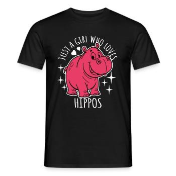 Just a girl who loves hippos - Cartoon - Männer T-Shirt - Schwarz - Vorne - AI Model Male 178 light (178cm)