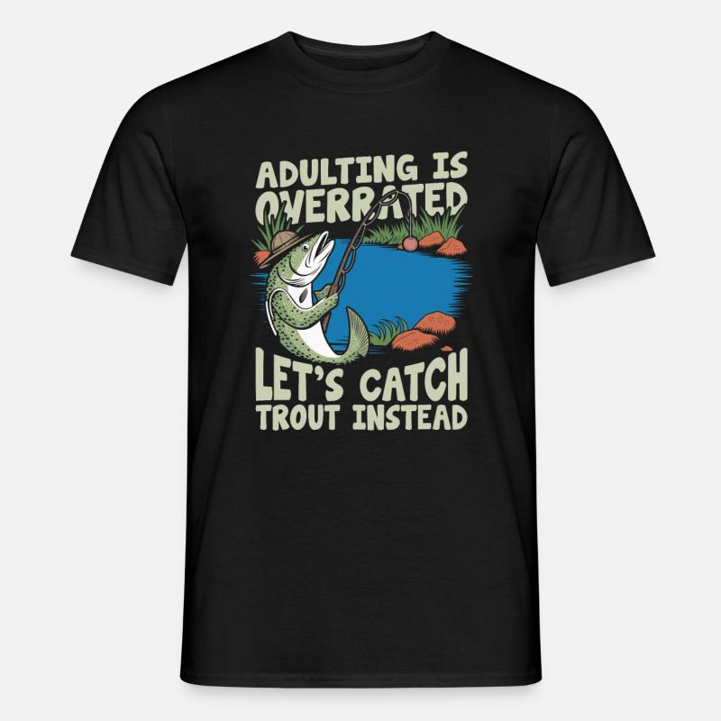 Forellen Angler - Männer T-Shirt - Schwarz