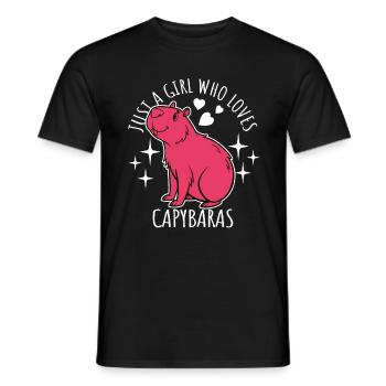 Just a girl who loves capybaras - Cartoon - Männer T-Shirt - Schwarz - Vorne - AI Model Male 178 light (178cm)