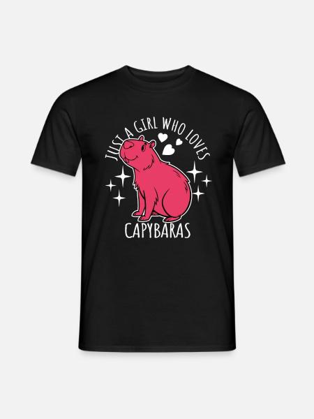 Just a girl who loves capybaras - Cartoon - Männer T-Shirt - Schwarz