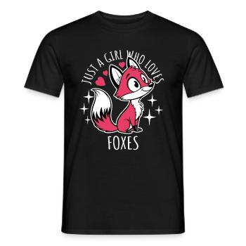 Just a girl who loves foxes - Cartoon - Men's T-Shirt - black - Front - AI Model Male 178 light (178cm)