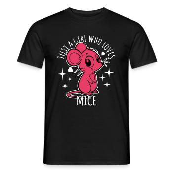 Just a girl who loves mice - Cartoon - Männer T-Shirt - Schwarz - Vorne - AI Model Male 178 light (178cm)