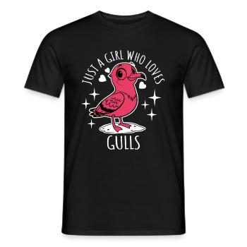 Juste une fille qui aime les mouettes - Dessin animé - T-shirt homme - noir - Devant - AI Model Male 178 light (178cm)
