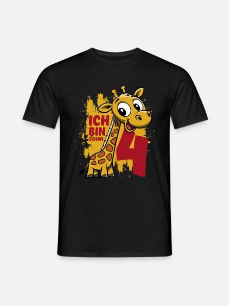 Ich bin schon 4 Geburtstag - Giraffe - Männer T-Shirt - Schwarz