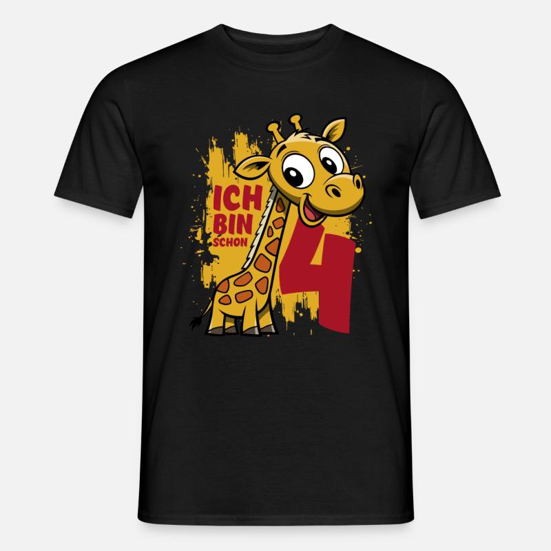 Ich bin schon 4 Geburtstag - Giraffe - Männer T-Shirt - Schwarz