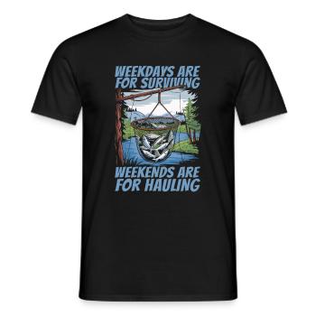 Netzfischen Angeln - Männer T-Shirt - Schwarz - Vorne - AI Model Male 178 light (178cm)