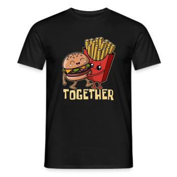 Burger & Pommes - Fast Food - Together - Party - Männer T-Shirt - Schwarz - Vorne - AI Model Male 178 light (178cm)