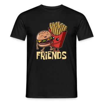 Burger & Pommes - Fast Food - Friends - Party - Männer T-Shirt - Schwarz - Vorne - AI Model Male 178 light (178cm)