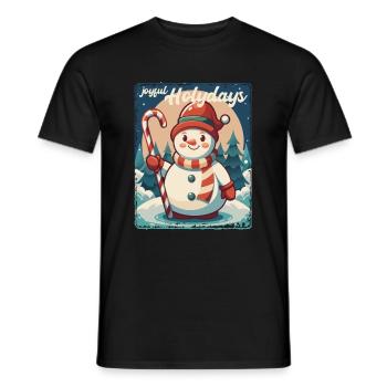 Joyful Holydays - Geschenk mit Schneemann - Männer T-Shirt - Schwarz - Vorne - AI Model Male 178 light (178cm)