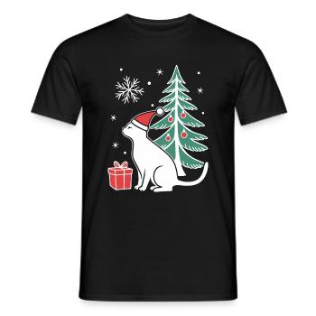 Meowy Christmas - Geschenk mit Katze - Männer T-Shirt - Schwarz - Vorne - AI Model Male 178 light (178cm)