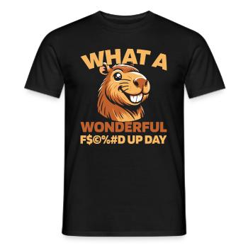 Capybara Wasserschwein Fucked Up Day - Men's T-Shirt - black - Front - AI Model Male 178 light (178cm)