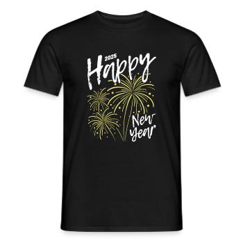 2025 Happy New Year Feuerwerk - Männer T-Shirt - Schwarz - Vorne - AI Model Male 178 light (178cm)