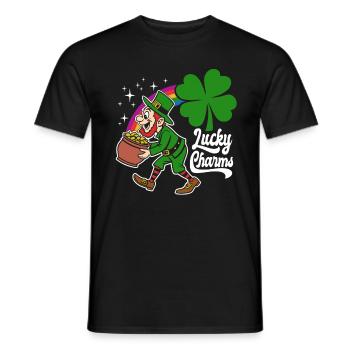 Lucky Charms - Leprechaun - St. Patrick's Day - Men's T-Shirt - black - Front - AI Model Male 178 light (178cm)