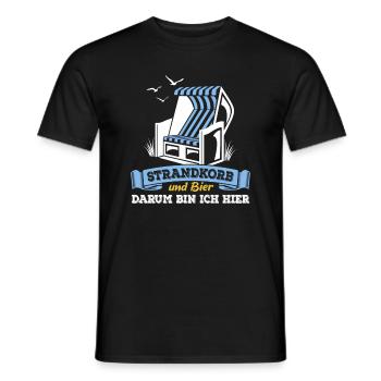Strandkorb & Bier - darum bin ich hier - Männer T-Shirt - Schwarz - Vorne - AI Model Male 178 light (178cm)
