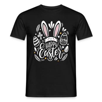 Happy Easter - Osterhase - Osterei - Geschenk - Männer T-Shirt - Schwarz - Vorne - AI Model Male 178 light (178cm)