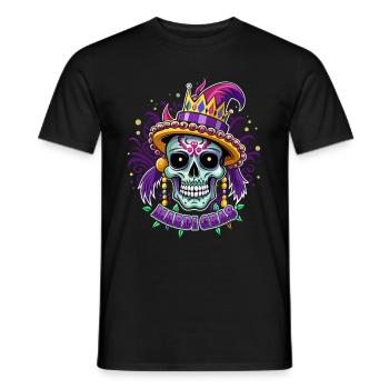 Mardi Gras - Karneval - Totenkopf - Geschenk - Männer T-Shirt - Schwarz - Vorne - AI Model Male 178 light (178cm)