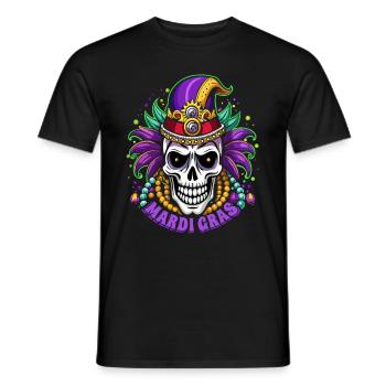 Mardi Gras - Karneval - Totenkopf - Geschenk - Männer T-Shirt - Schwarz - Vorne - AI Model Male 178 light (178cm)