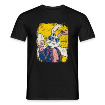 Cooler Osterhase - Osterei - Geschenk - Männer T-Shirt - Schwarz - Vorne - AI Model Male 178 light (178cm)