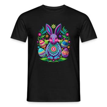 Happy Easter - Osterhase - Osterei - Geschenk - Männer T-Shirt - Schwarz - Vorne - AI Model Male 178 light (178cm)