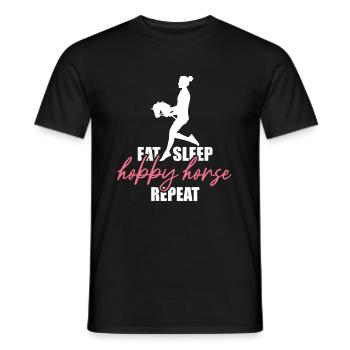 Manger, dormir, cheval de loisir, répéter - Cadeau - T-shirt homme - noir - Devant - AI Model Male 178 light (178cm)