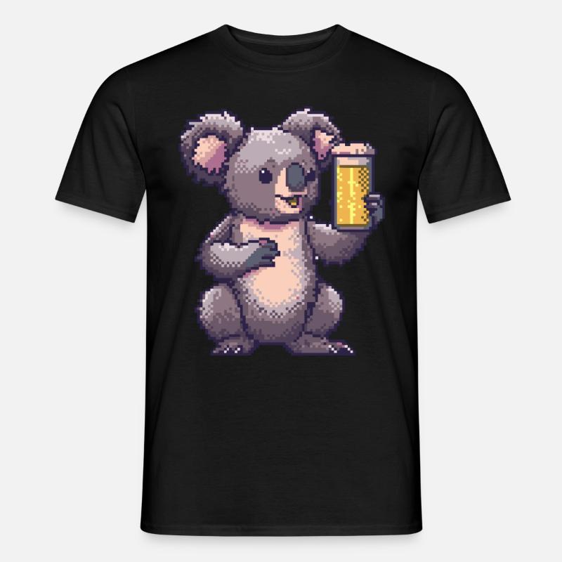 Koala Pixel Bier - Männer T-Shirt - Schwarz