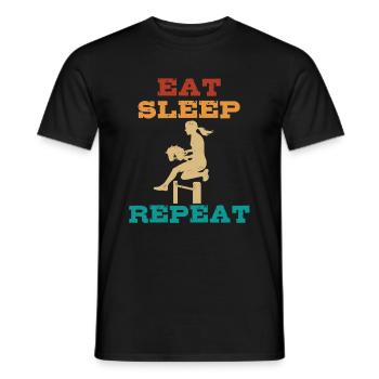 Manger, dormir, cheval de loisir, répéter - Cadeau - T-shirt homme - noir - Devant - AI Model Male 178 light (178cm)